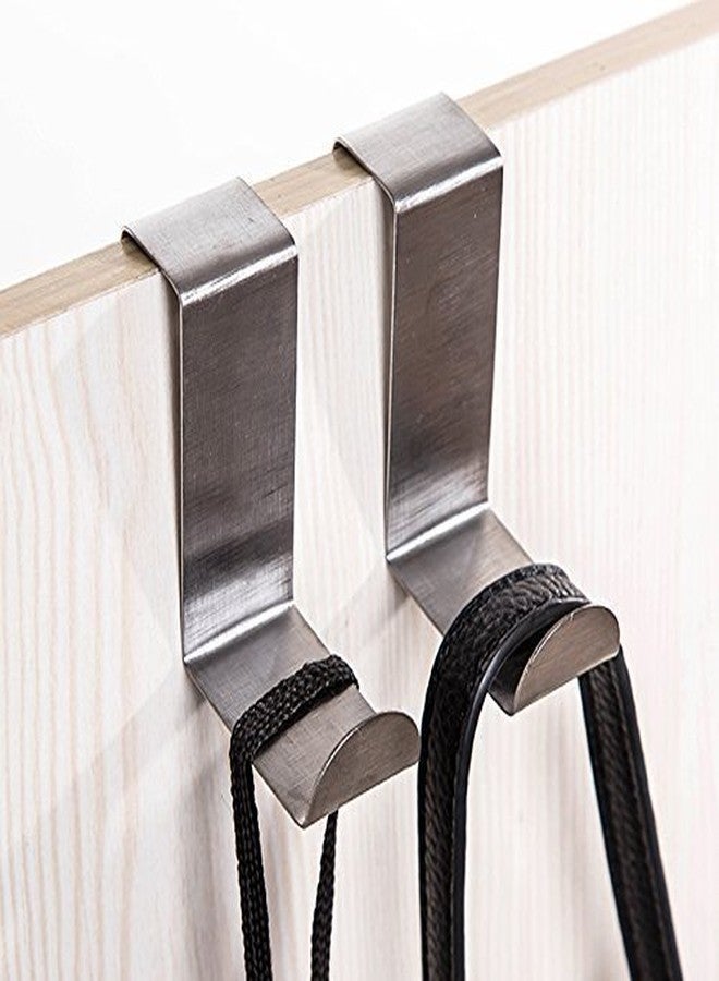 Lukzer Set of 8 Over Door Rack Heavy Duty Reversible Brushed Stainless Steel Hook CH-212 - Image 4